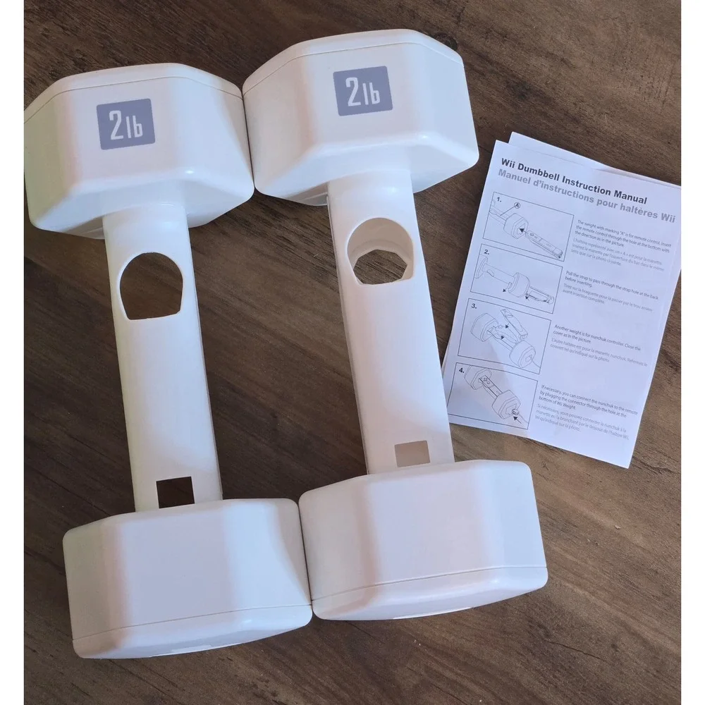Everlast 2lb Dumbbells for Nintendo Wii Fit White Weighted Controller Shells 2pk